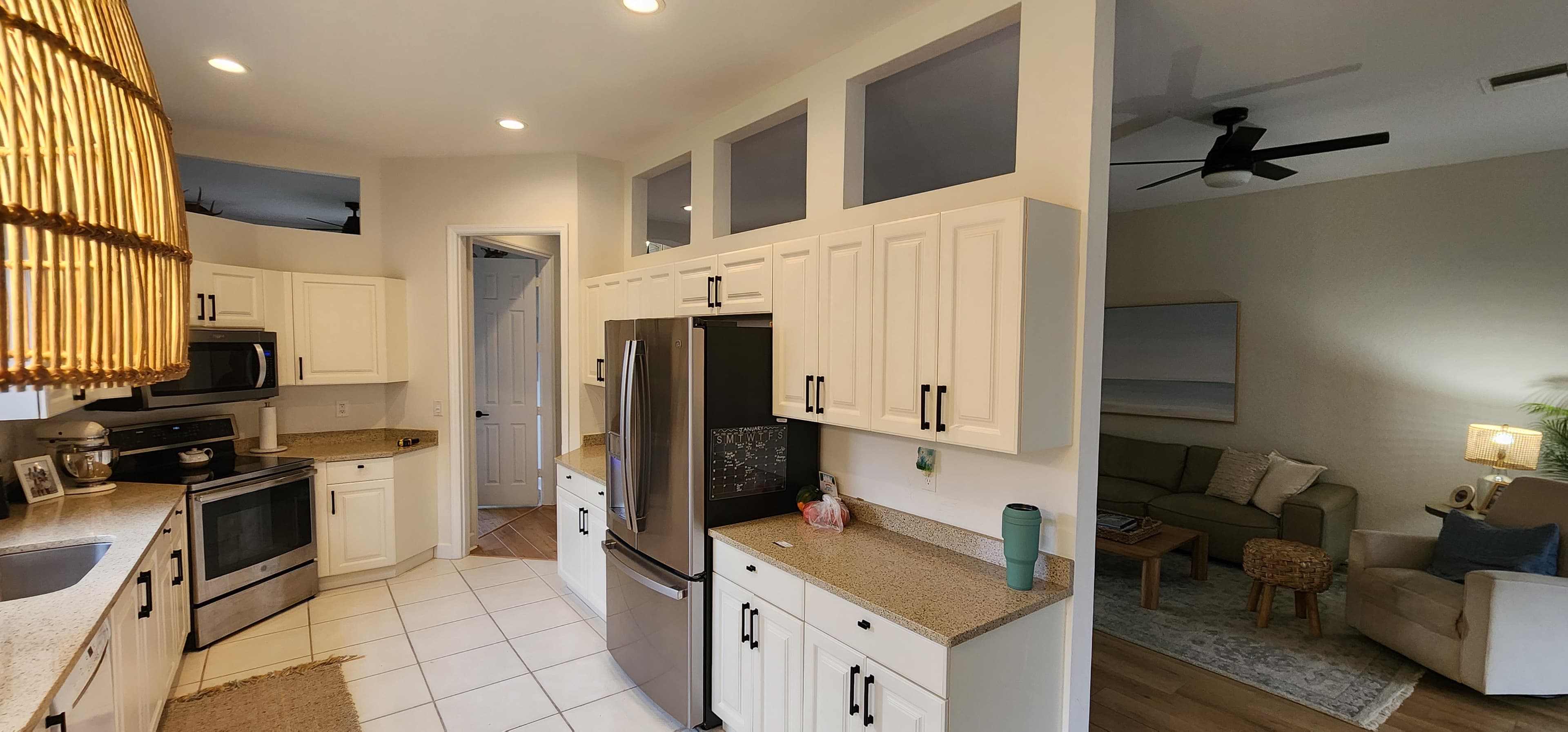 The same kitchen, before and after — before